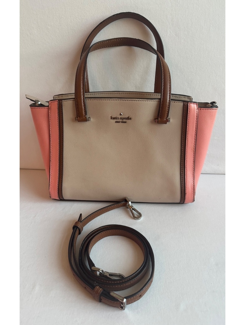 Kate Spade Patterson Drive Geraldine Satchel Pink Beige Colorblock WKRU6613